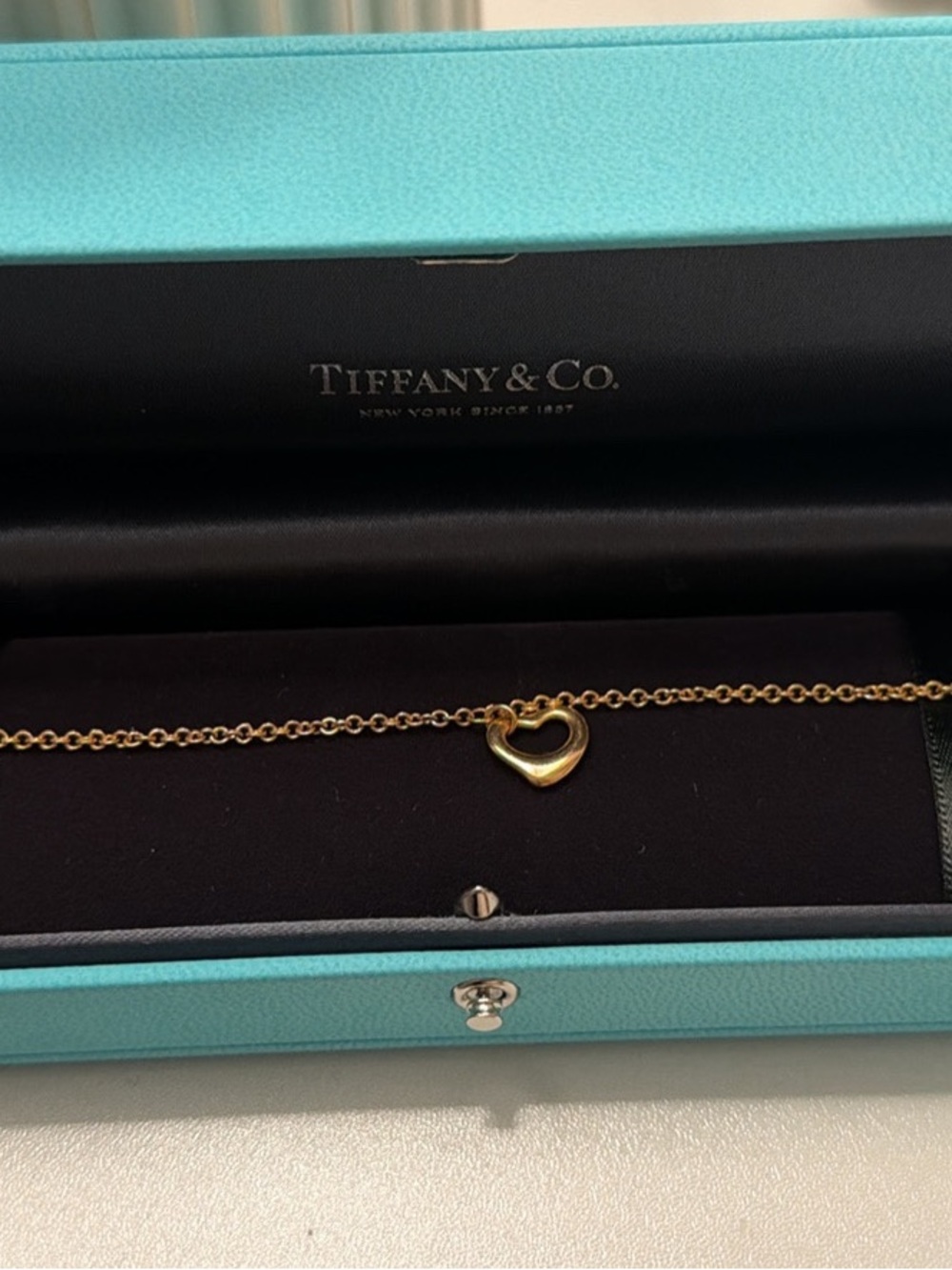 Tiffany & Co. 18K Rose Gold Elsa Peretti Heart Pendant Bracelet